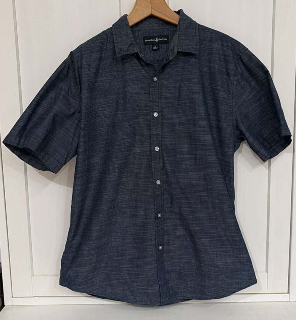Beverly Hills Polo Club Men's Short Sleeve Button-Down Shirt Dark Blue L